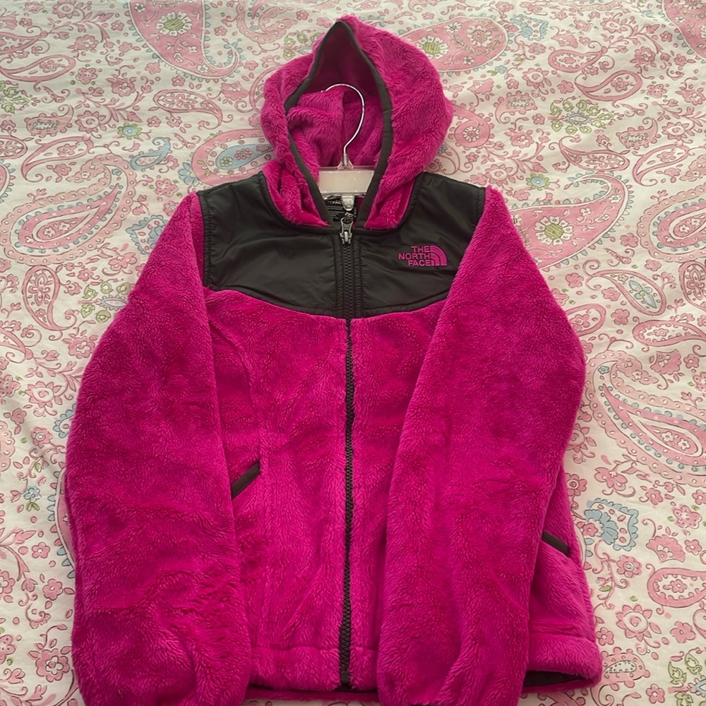 Youth Pink and Black  NorthFace zip up hoodie